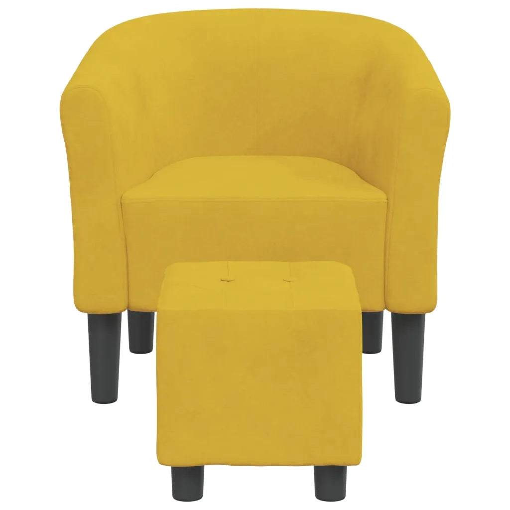 vidaXL Poltrona Cabriolet con Poggiapiedi Giallo in Velluto