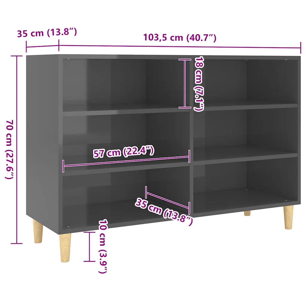 Credenza Grigio Lucido 103,5x35x70 cm in Truciolato cod mxl 23480