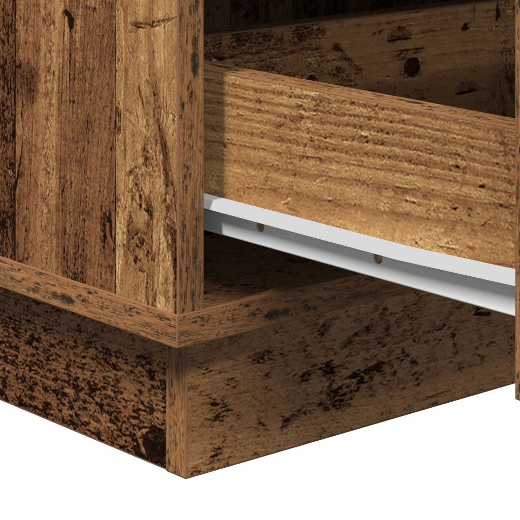 Comodino con LED Legno antico 39x34,5x65 cm Legno ingegnerizzato