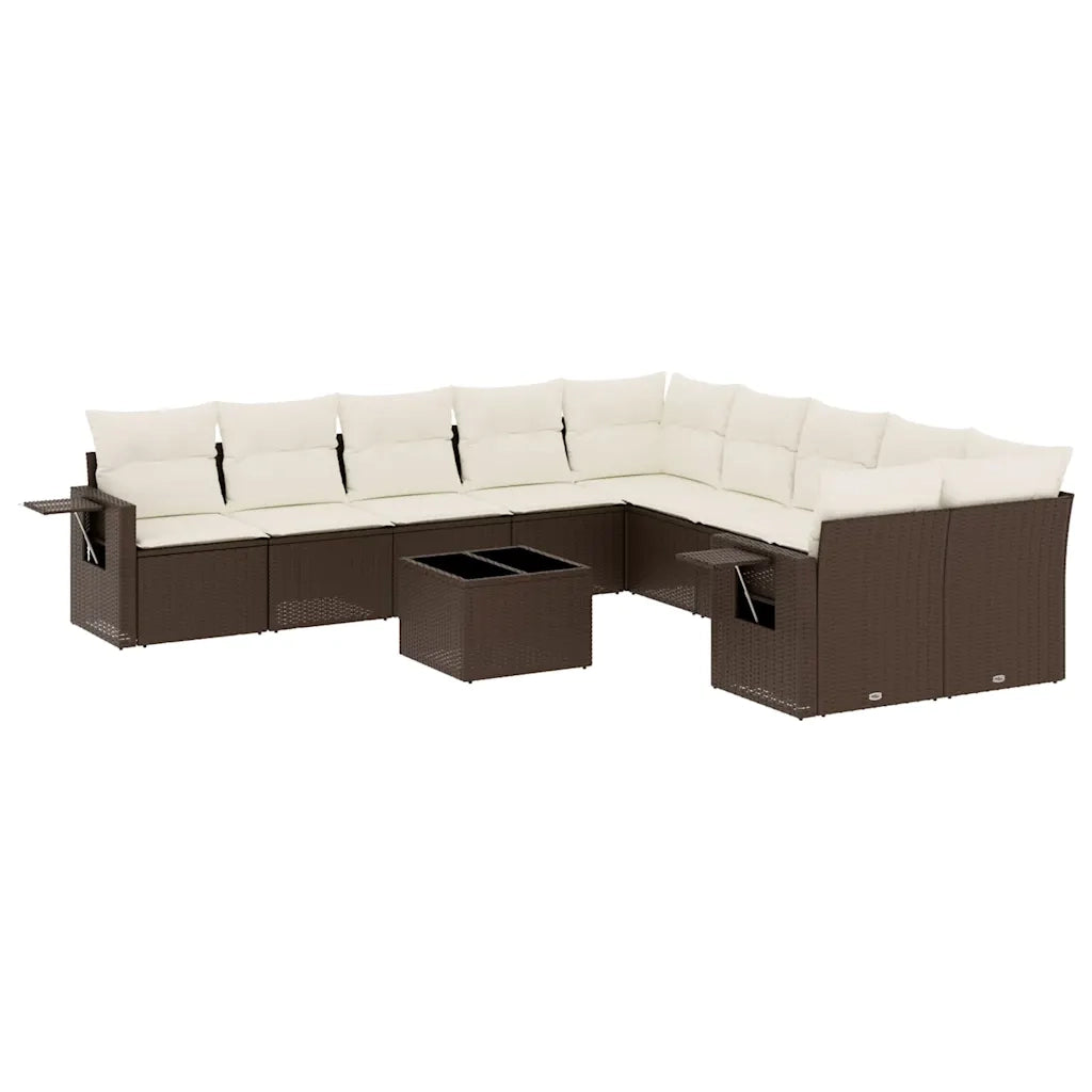 Set Divani da Giardino 11 pz con Cuscini Polyrattan Marrone 3220722