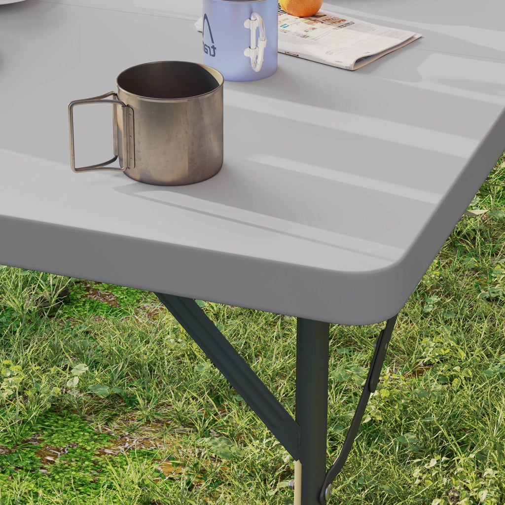 Tavolo da Campeggio Pieghevole 86x86x74 cm Regolabile su 2 Altezze in HDPE e Metallo Grigio Scuro