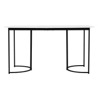 Tavolo da pranzo moderno 140 x 80 cm, con motivo marmo, struttura in metallo, per sala da pranzo e soggiorno, Bianco+Nero