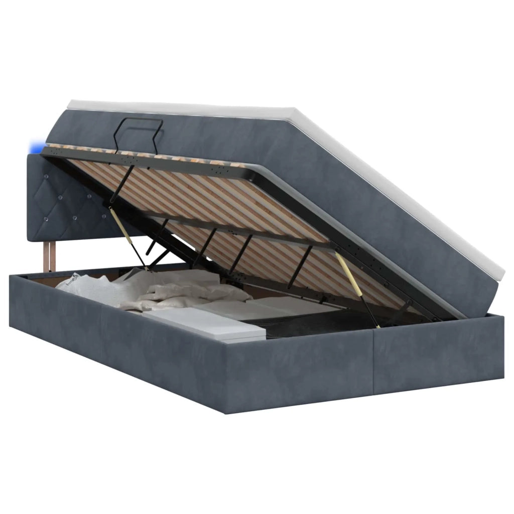 Letto con contenitore LED e materasso Grigio Scuro 120 x 200 cm 3459181