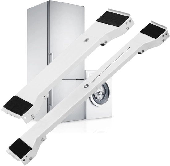 Sostegno per Lavatrice - Sostegno Regolabile per Lavatrice, Congelatore e Asciugatrice - Peso di Sostegno fino a 300 KG - Estensione con Frizione - Estensione da 50 a 71 cm - Bianco [Classe di Efficienza Energetica]