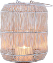 Luminarie decorative metalliche da esterno 27 cm alte bianco oro | luce da tavolo estetica per decorazione esterna e soggiorno