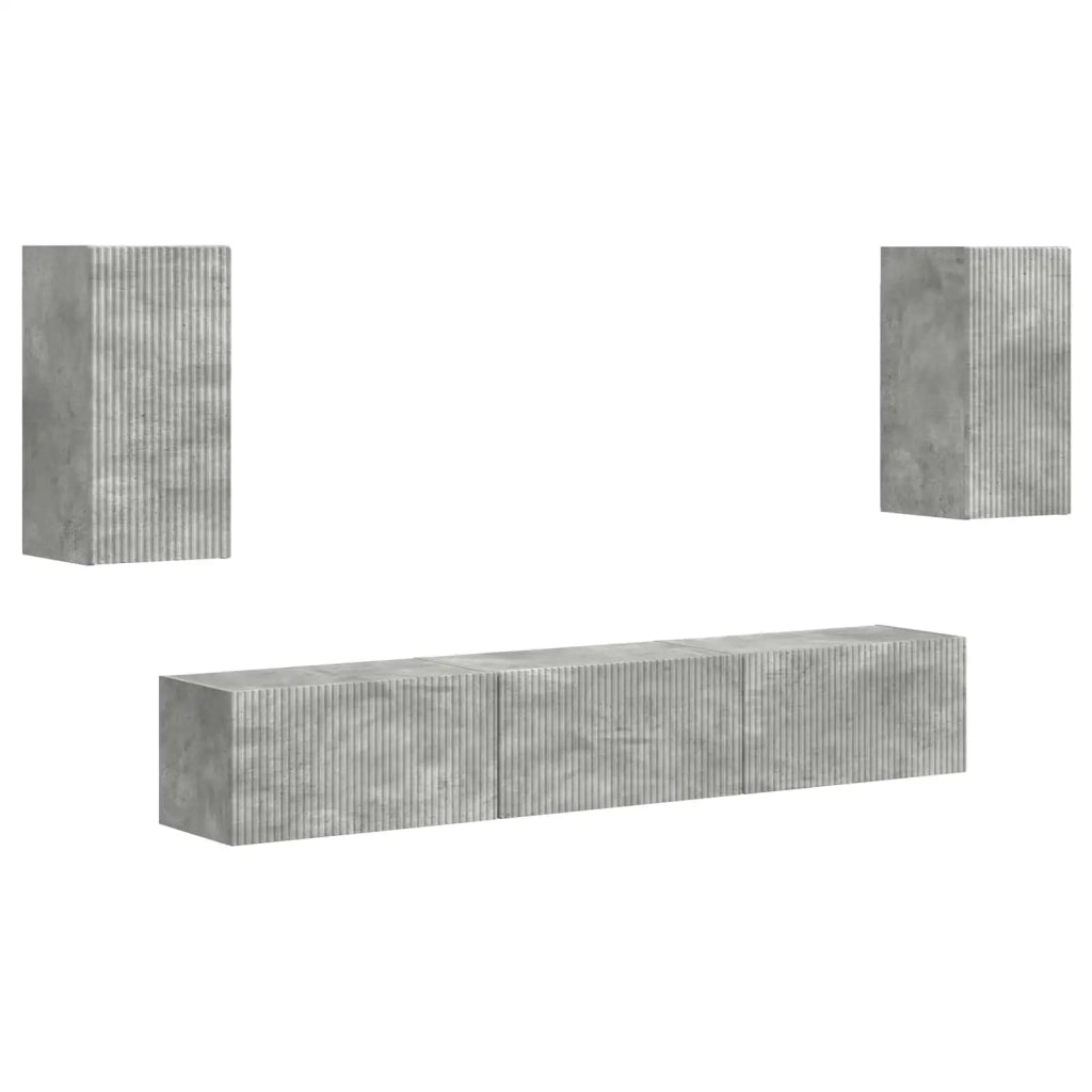 Set mobile TV 5 pcs Grigio cemento Legno multistrato