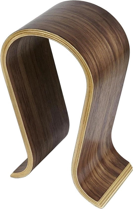 Sostegno per cuffie in legno - Stand per cuffie - Display da ufficio - Nero - Compatibile con più cuffie.
