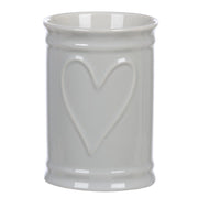 Porta Spazzolini da Denti in Ceramica con Cuore Bagno Shabby Chic Blanc Mariclò