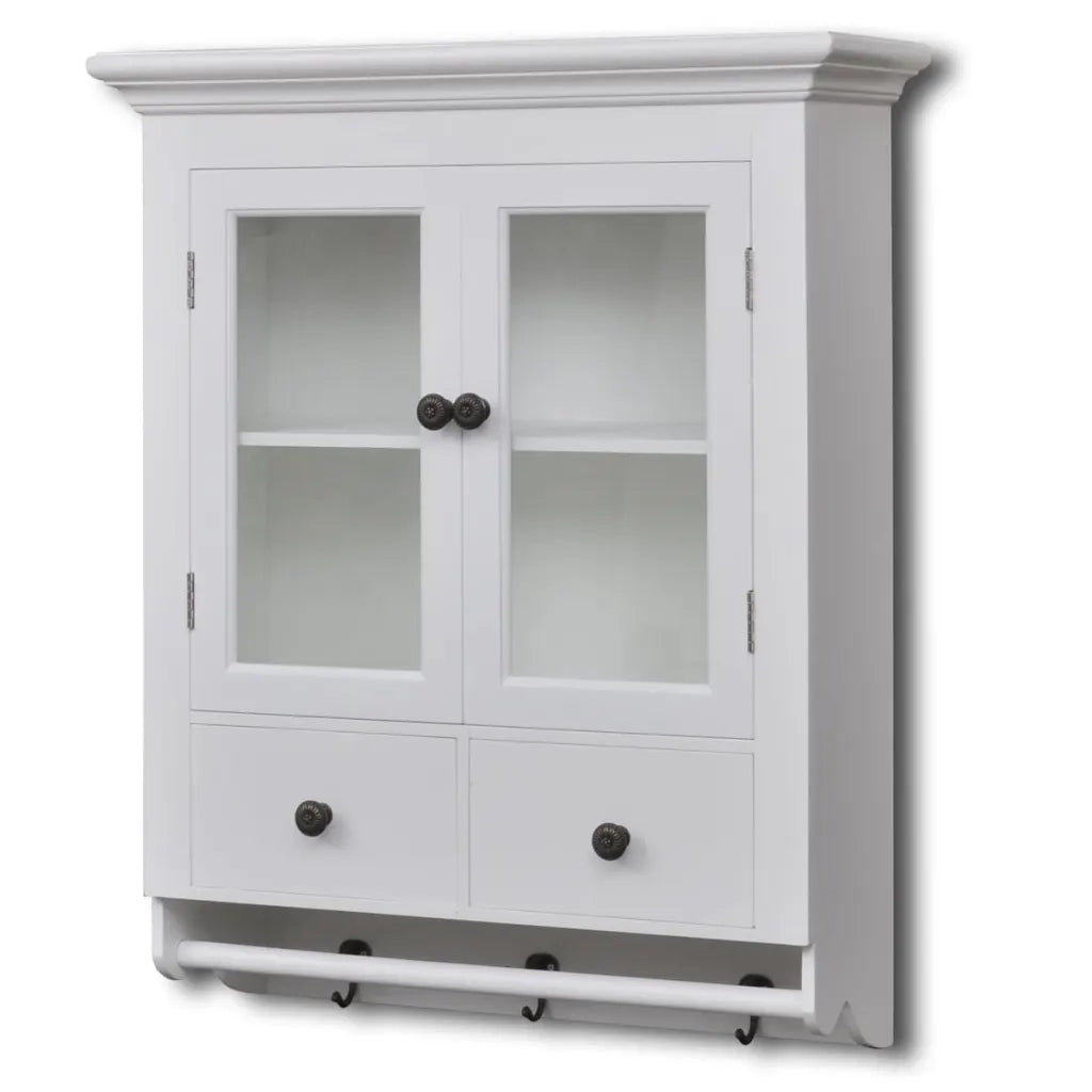 Pensile a Muro Cucina in Legno con Anta di Vetro Bianco  cod mxl 58678