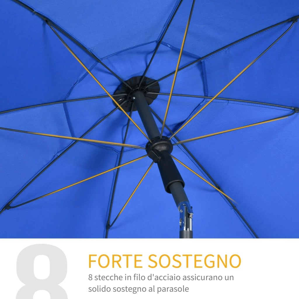 Ombrellone da Spiaggia ¨C zephmum ¨C Blu, Poliestere e Acciaio, 180x200 cm