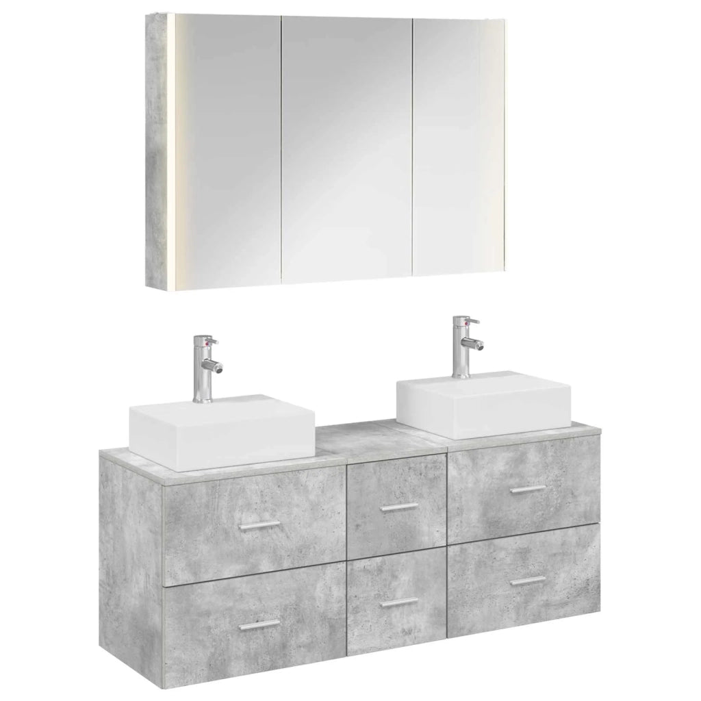 Set di mobili per il bagno 4 pcs Grigio Cemento 3406826