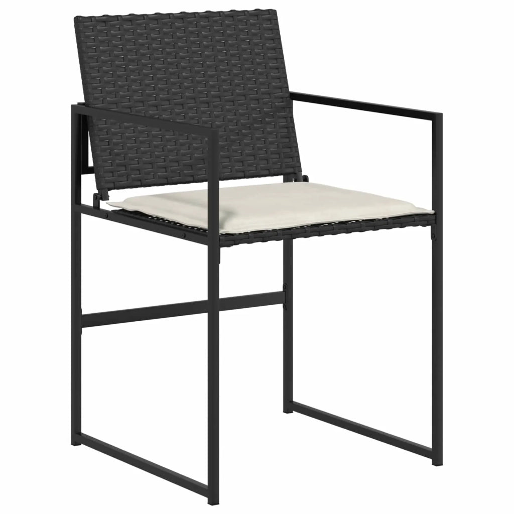 Set da Pranzo per Giardino 5 pcs Nero e Crema polyrattan 3448898