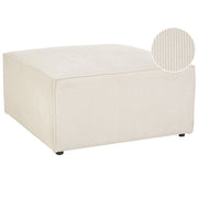 Poggiapiedi quadrato imbottito in velluto a coste beige ottomana dal design moderno