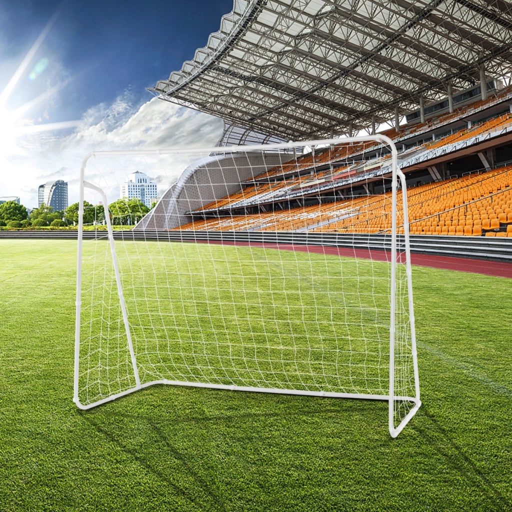 Porta da calcio con telaio in metallo picchetti per il terreno, Rete da calcio resistente alle intemperie 215x152cm-Ricreazione outdoor