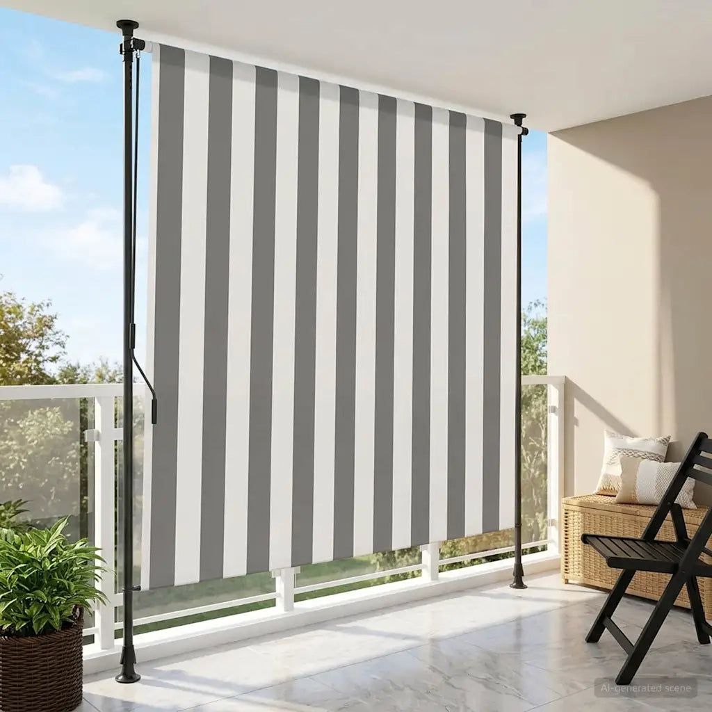 Tenda a Rullo Esterna Antracite e Bianco 100 x 270 cm 42037137