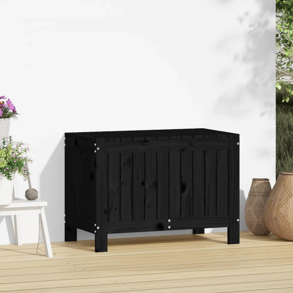 Contenitore da Giardino Nero 76x42,5x54 cm Legno Massello Pino 823826