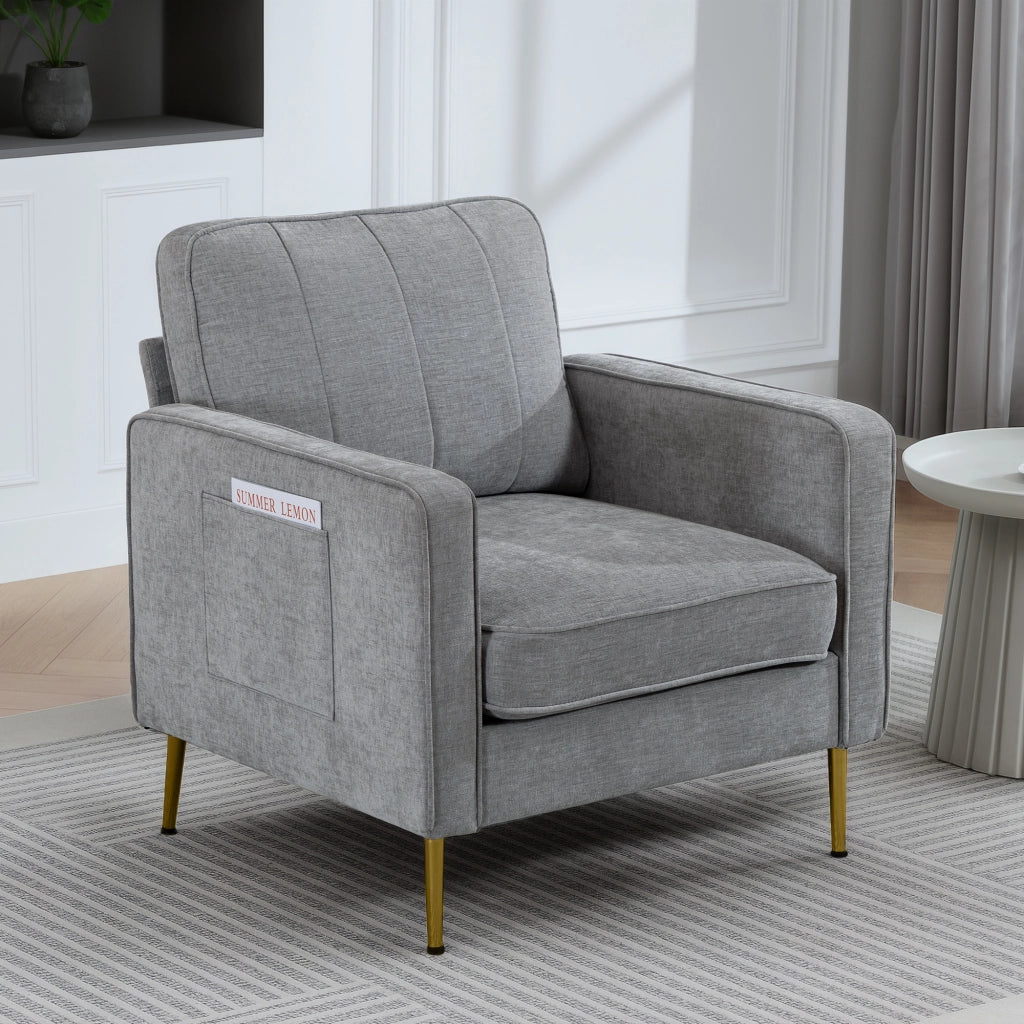 Poltrona in tessuto reclinabile con braccioli e tasche laterali ¨C Zephmum ¨C Grigio scuro