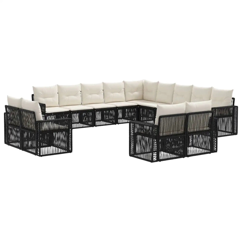 Set Divano da Giardino 13 pcs Nero e Bianco Crema polyrattan 3435304