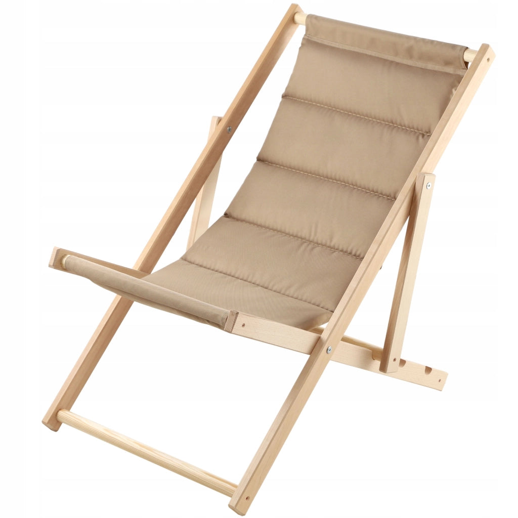 KADAX Sedia a sdraio da giardino/spiaggia in legno pieghevole con cuscino, lucidatura di alta qualità