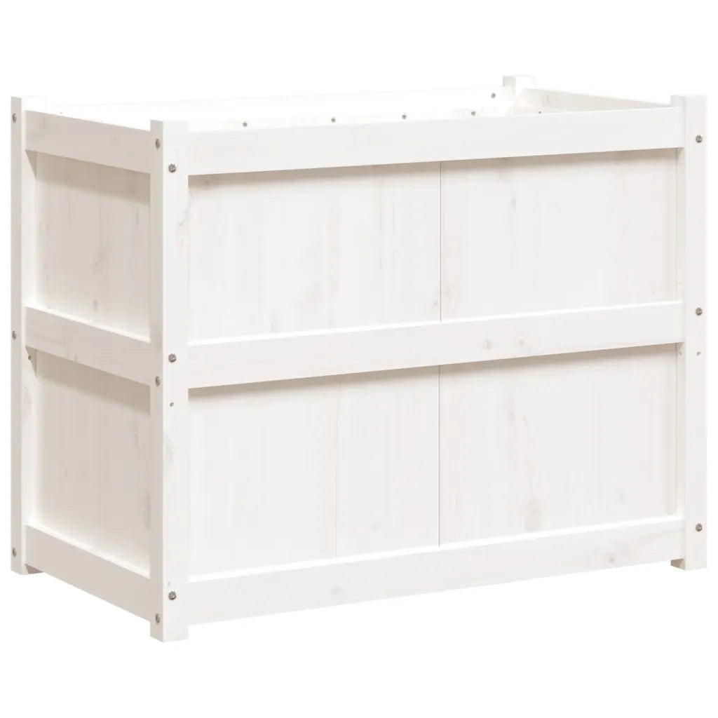 Fioriera da Giardino-Vaso da Esterno Bianca 90x50x70 cm Legno Massello di Pino