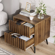 Comodino 45x40x53 cm con 2 cassetti e dispositivo antiribaltamento in MDF noce