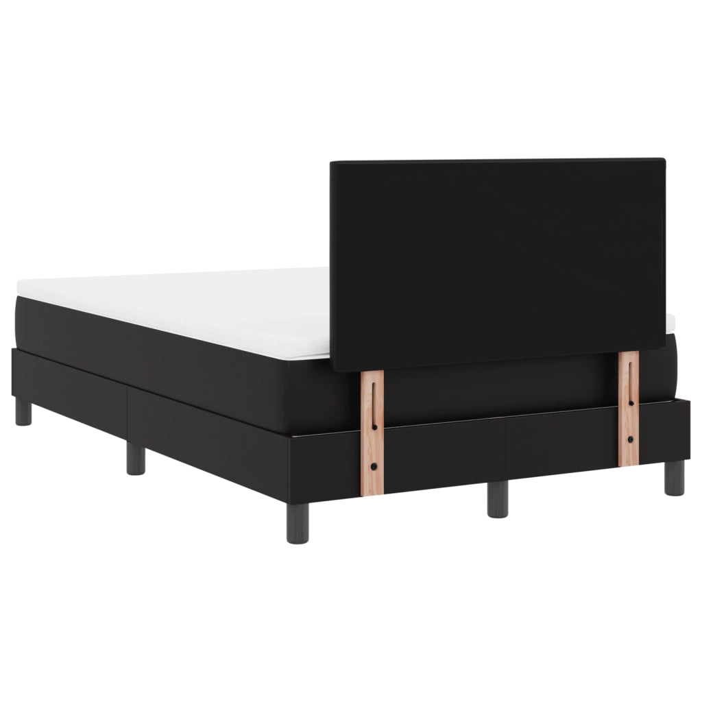 Letto a Molle  con Materasso Nero Matrimoniale Piccolo in Ecopelle
