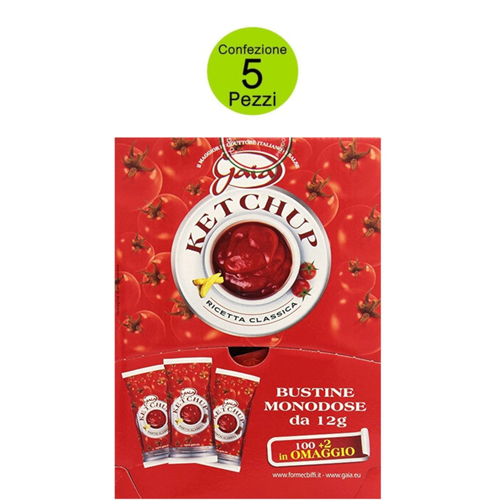 Gaia ketchup multipack 5 confezioni 510 bustine da 12 grammi