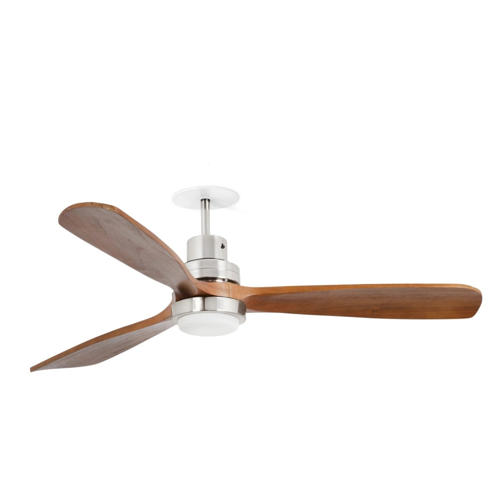 FARO Ventilatore a soffitto da incasso con pale in noce, nichel opaco, acciaio, motore DC 6 velocità, funzione inversa, per soffitti inclinati FARO-33518DCR