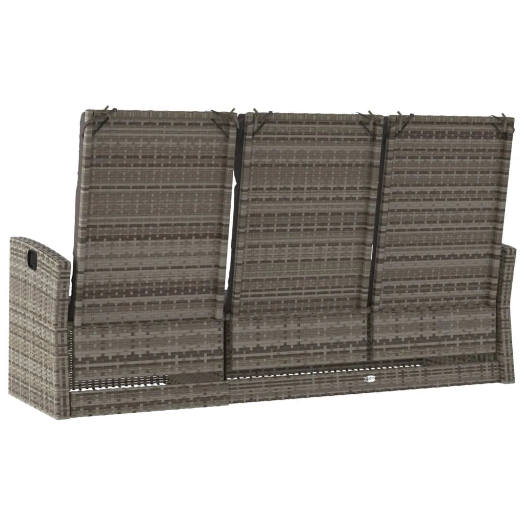 Panchina da giardino arredo esterno per patio panchina reclinabile da terrazza con cuscini grigi 173 x 62 x 95 cm resina intrecciata 02_0011738