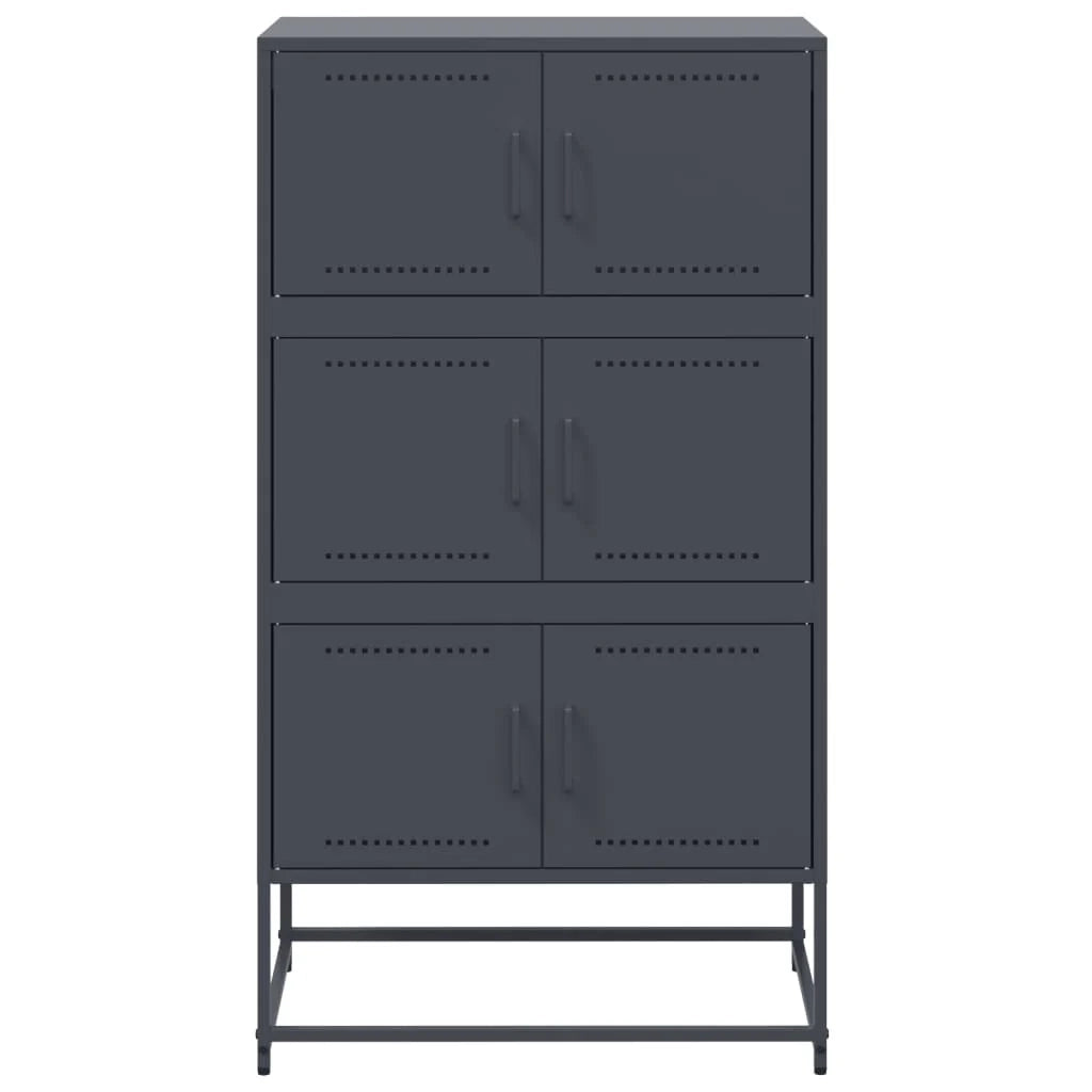 Buffet credenza cassettiera armadio mobile contenitore organizer per cucina soggiorno salotto 68,5 x 38,5 x 123,5 cm acciaio antracite 02_0029703