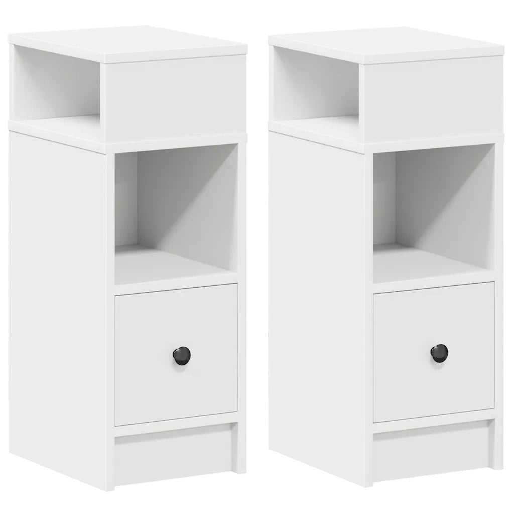 Comodini 2 pz con Cassetto Bianchi 25x31x66 cm
