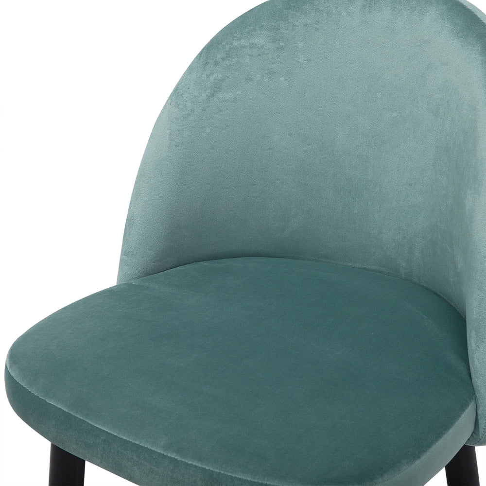 Set di 2 sedie da pranzo in tessuto di velluto verde menta moderno design retrò gambe oblique nere