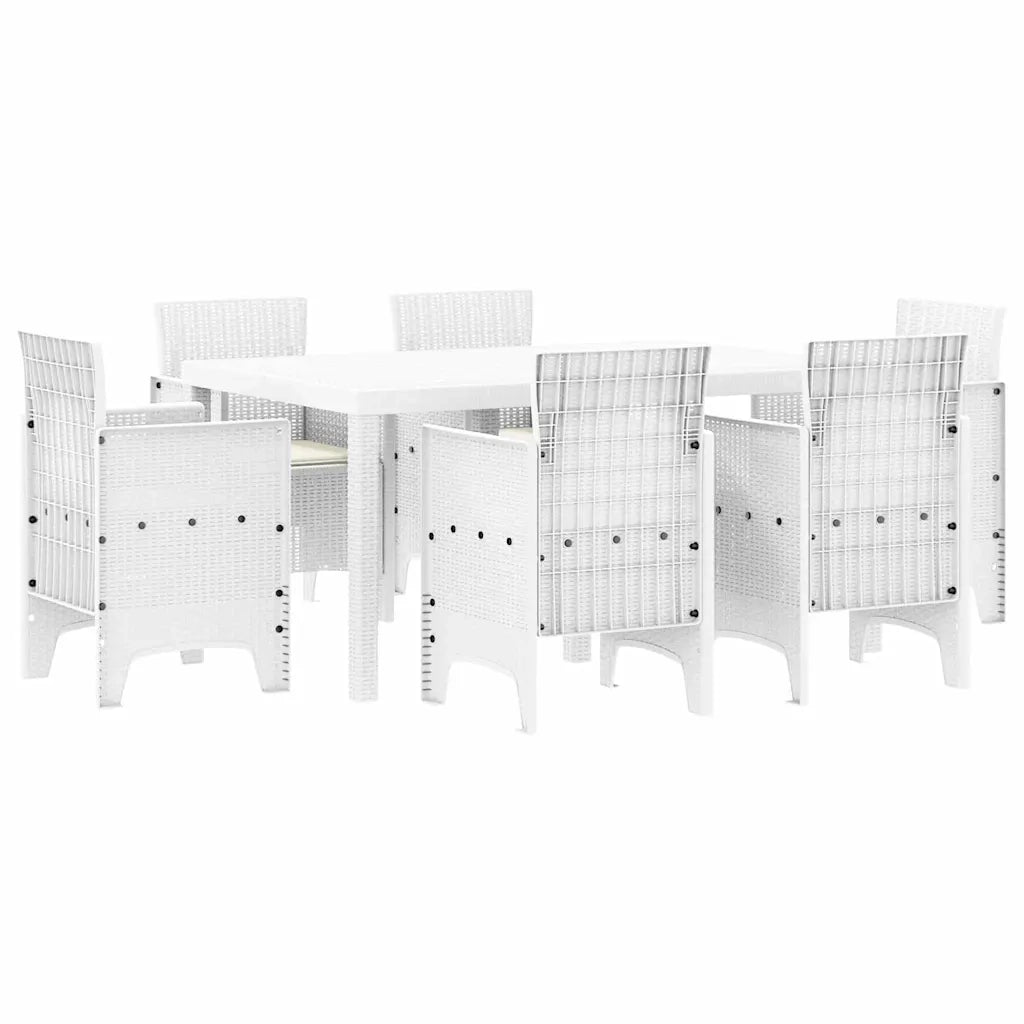 Set da Pranzo per Giardino 7 pcs Bianco Rattan Polt