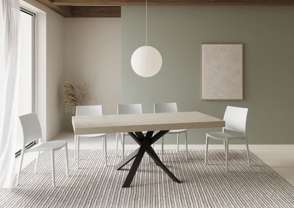 Tavolo Allungabile 90-194x90x76 cm Clerk Premium Cashmere Gambe Antracite