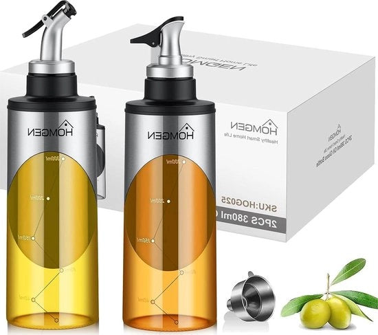Dispensatore di Olio per Bottiglie 380ml - Dispensatore di Olio di Oliva con Design a Scala - Set con Ciotola