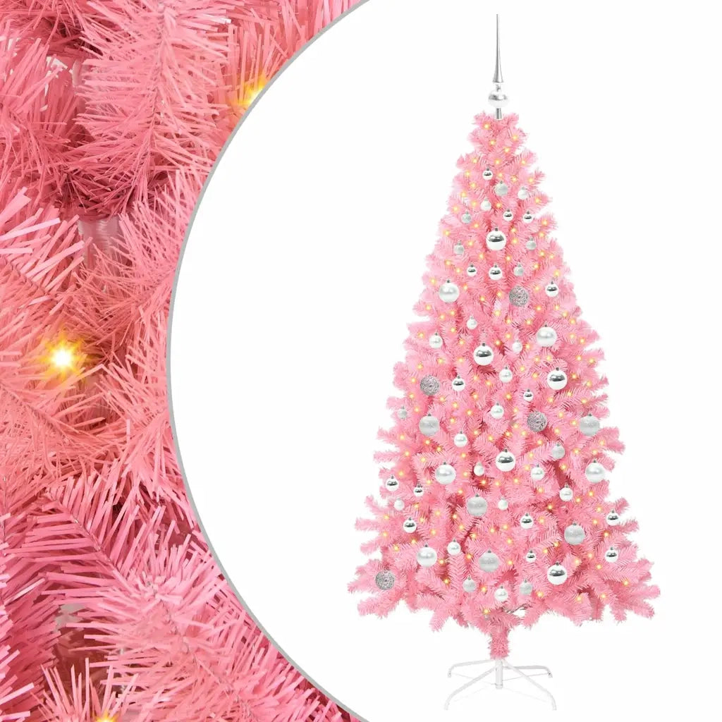Albero di Natale con 300 LED con supporto Rosa 180 cm PVC 3396434