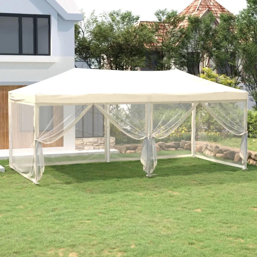 Tenda per Feste Pieghevole con Pareti Laterali-Tenda Gazebo Crema 3x6 m 962768