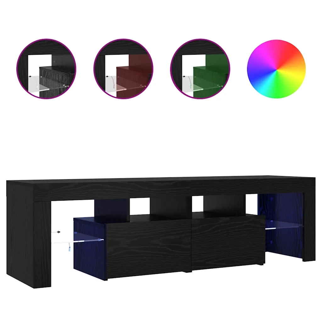 Mobile Porta TV con LED-Mobile per TV-Credenza TV Rovere Nero 140x36,5x40 cm Truciolato