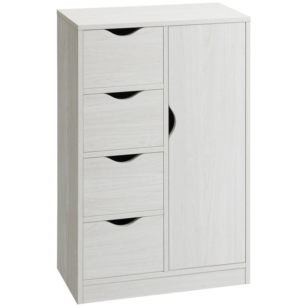 Mobile Bagno con 4 Cassetti. Armadietto a 2 Livelli e Maniglie Ritagliate. in Legno. 54x29x83 cm. Bianco