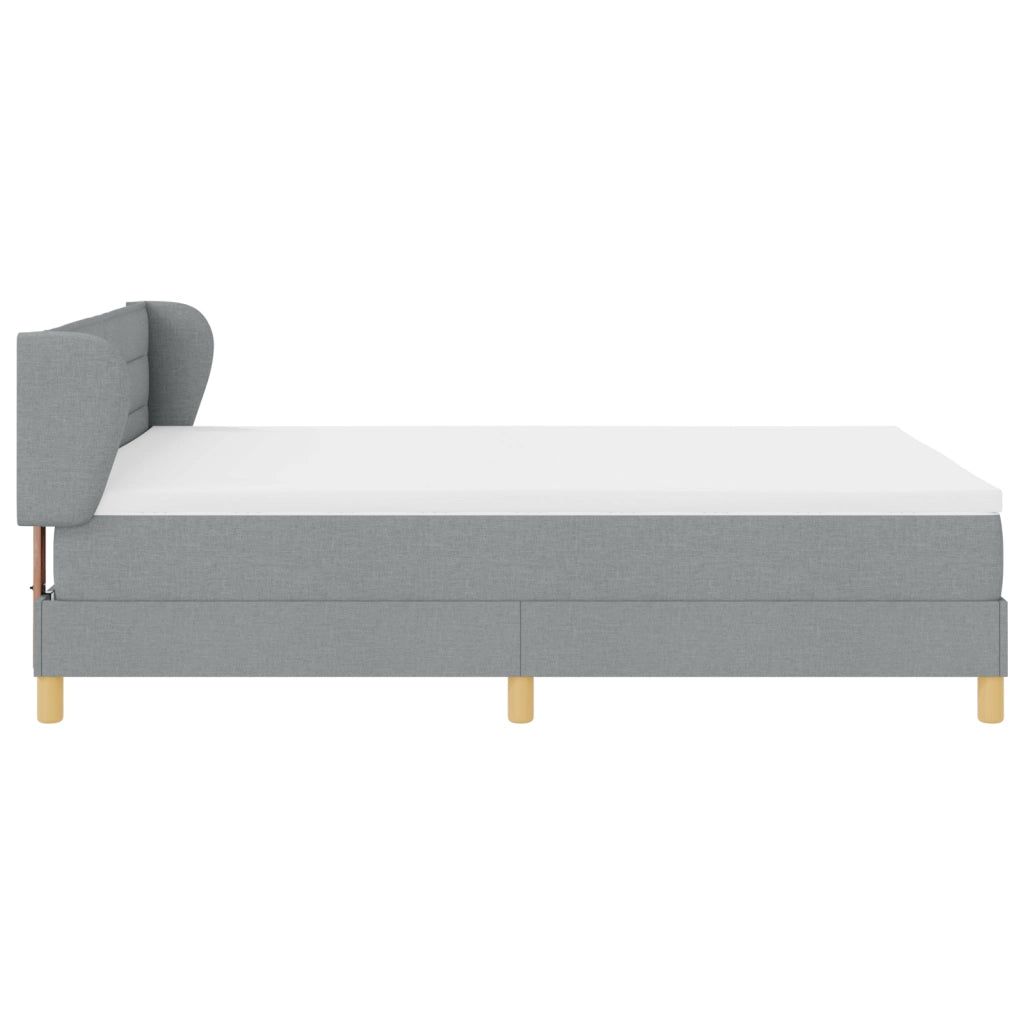 Letto Box Spring con Materasso Grigio Chiaro 140x200 cm Tessuto
