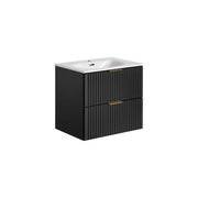 Mobiletto sotto lavabo NOXERA 60 cm - Nero opaco - Lavabo incassato + sifone