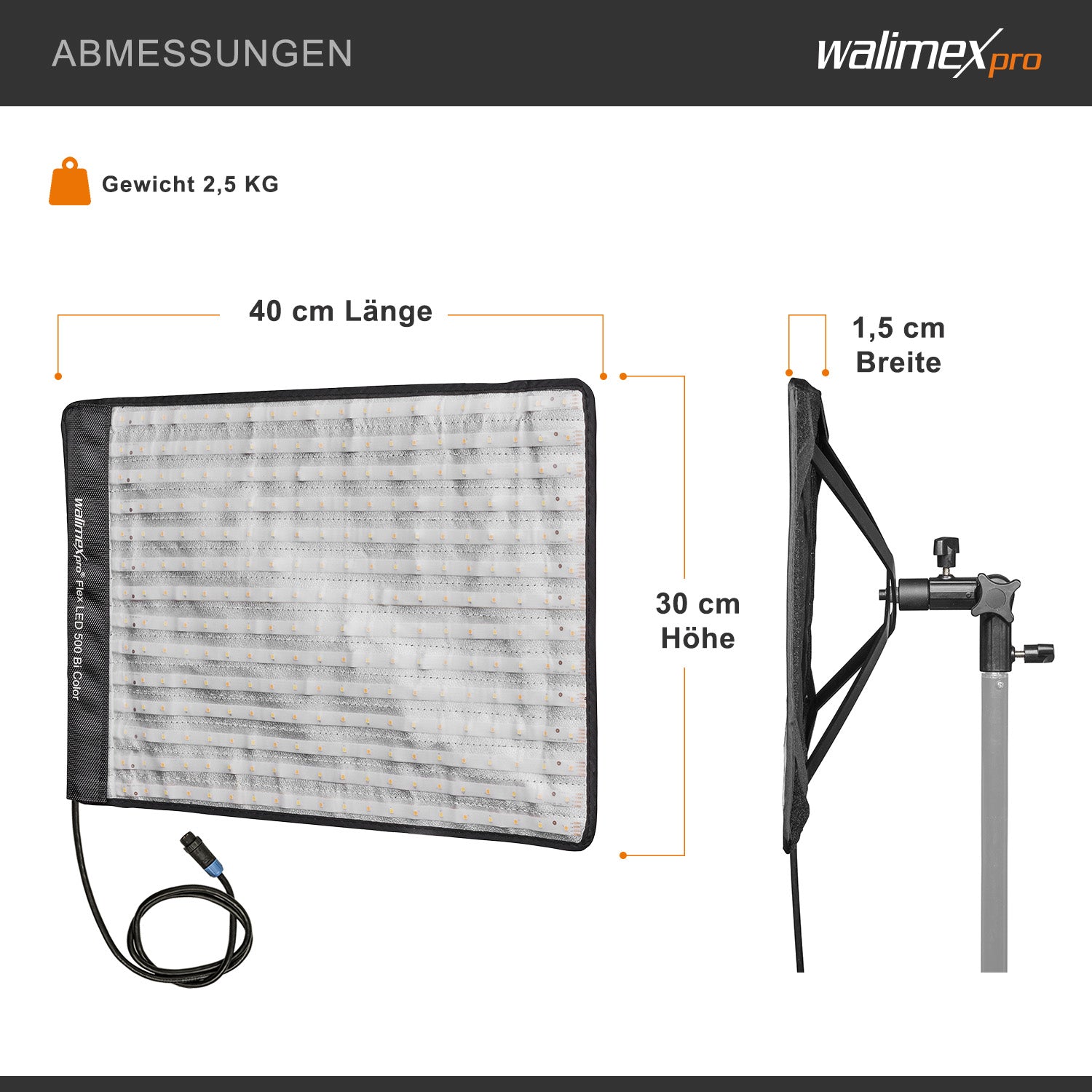 Flex 500 LED Set Pannello luminoso a LED bicolor con softbox con diffusore frontale, lampada da 50 W, 1.995 Lux/1m, luce fotografica dimmerabile, accessori fotografia