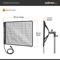 Flex 500 LED Set Pannello luminoso a LED bicolor con softbox con diffusore frontale, lampada da 50 W, 1.995 Lux/1m, luce fotografica dimmerabile, accessori fotografia