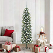 Albero di Natale Artificiale Sottile Verde e Bianco 180 cm 3395296
