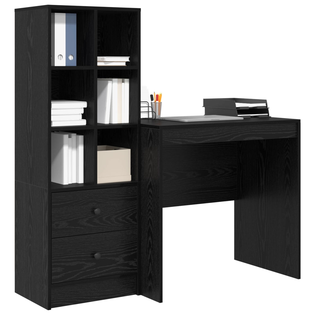 Scrivania  con Storage Rovere Nero Legno ingegnerizzato