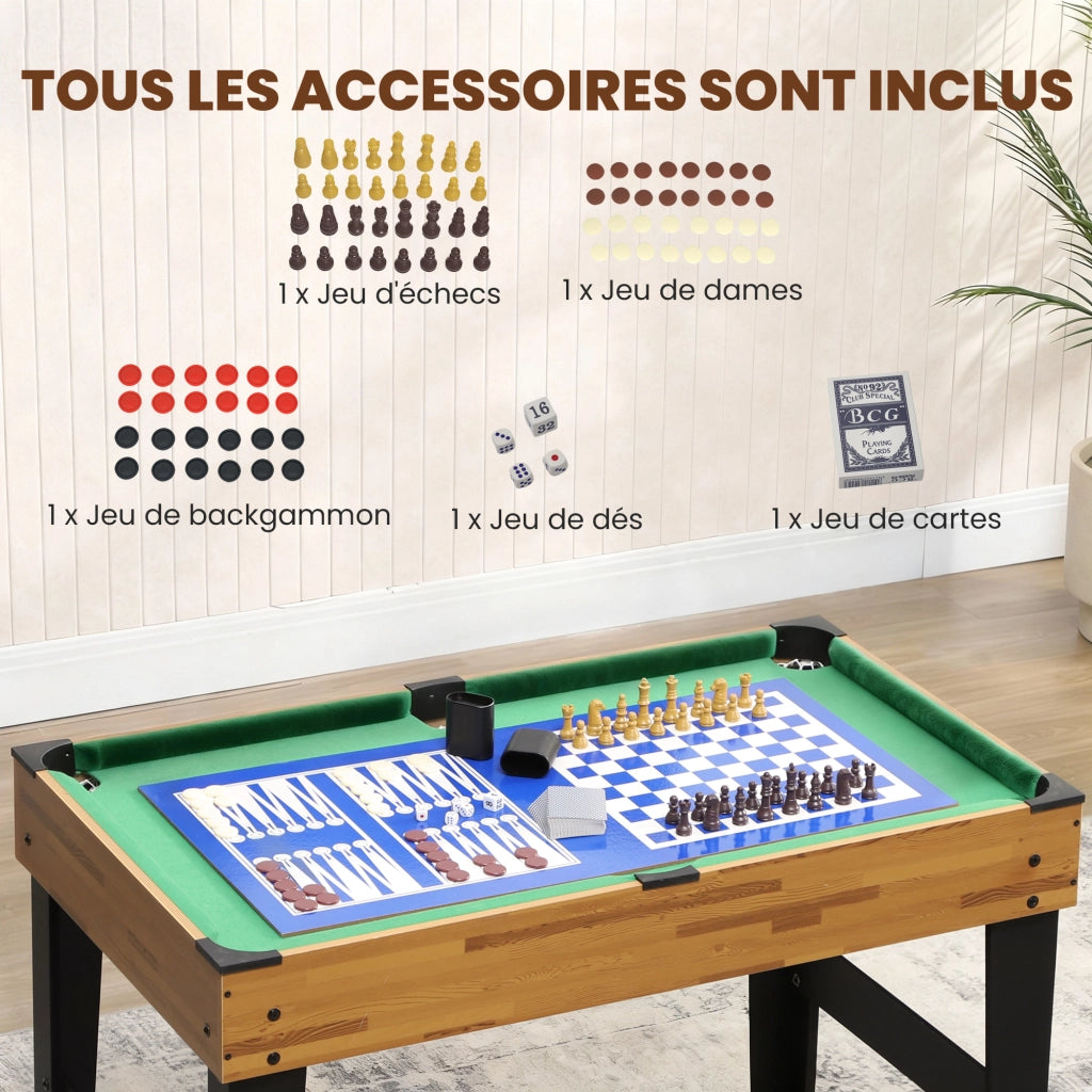 Tavolo multigioco 13 in 1 calcetto biliardo ping-pong ¨C Xylo ¨C 121x109x80cm noce chiaro