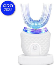 Tecnologia Smart per la Pulizia dei Denti - Borsetto a Forma di U - Automatizzato - 360° - 4 Posizioni - 4 Stand - Illuminazione UV a Blu - Water-Resistente - Trattamento dei Denti per la Bianchezza