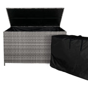 Rattan Box da giardino Grigio Grande 138cm Cassapanca per cuscini 582L