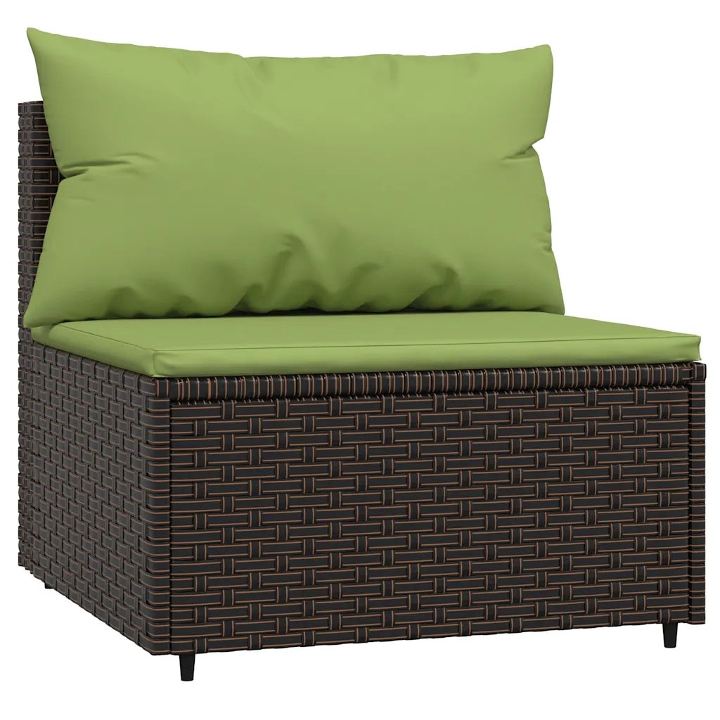 Divano Centrale da Giardino con Cuscini-Sofa Modulare-Divanetto da esterno in Polyrattan Marrone 889069