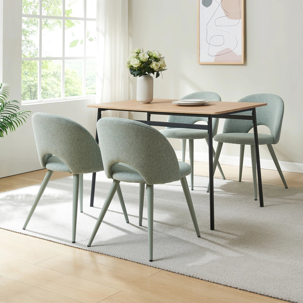 Set Karijoki di 4 Sedie Imbottite da Sala Pranzo Rivestimento in Tessuto - Verde Chiaro [en.casa]
